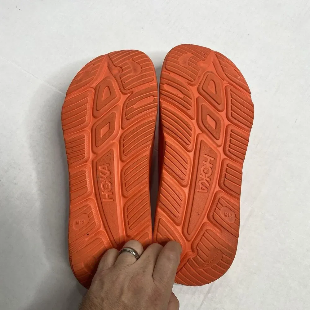 Hoka One One Slide 3 Sandals Mens 12 Orange Ora Recovery Comfort Shoes